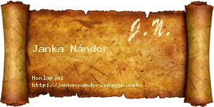 Janka Nándor névjegykártya